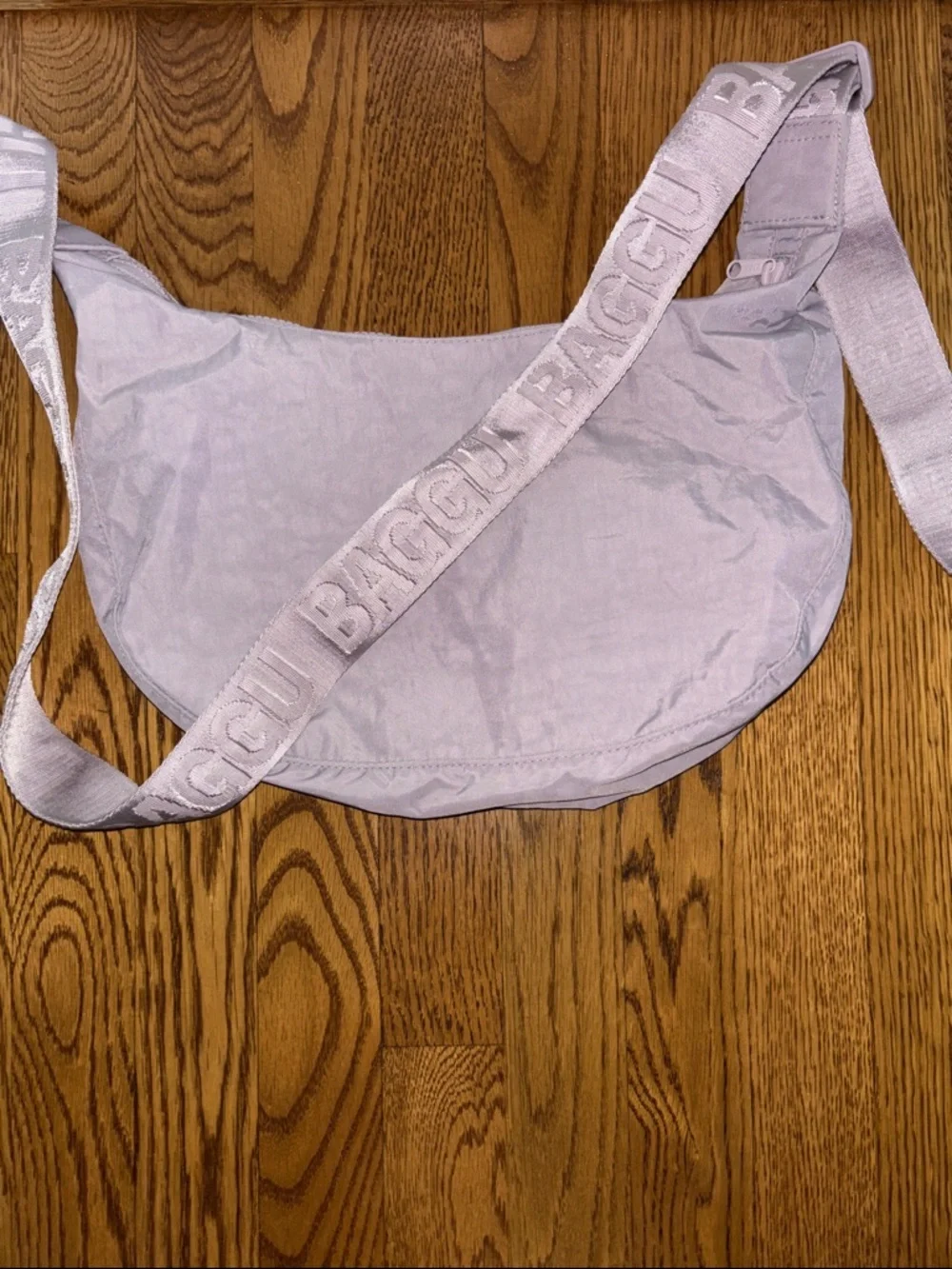 BAGGU Lavender Crescent Crossbody Bag with Branded Strap - Picture 1 of 4